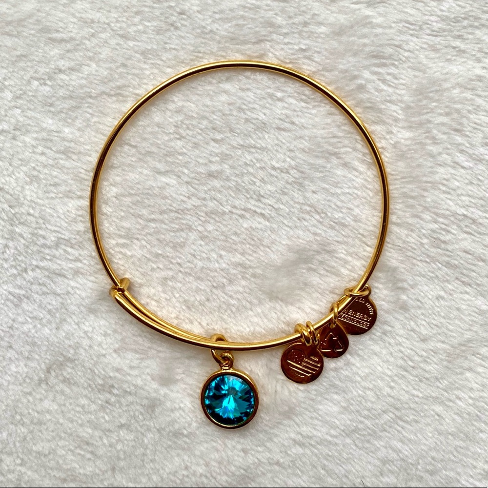 Alex & Ani Blue Zircon Birthstone Charm Bangle Dec